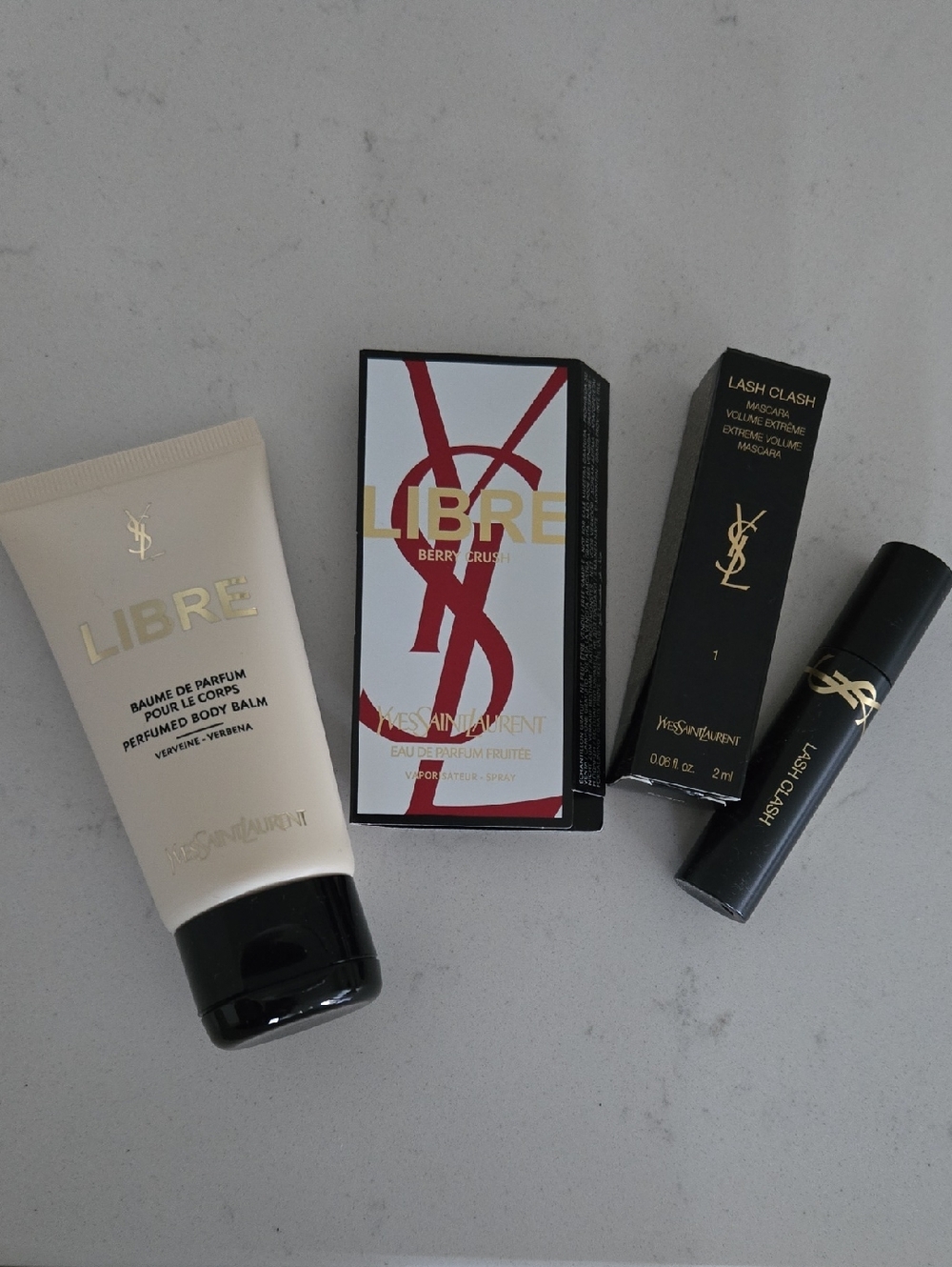 New Yves Saint Laurent Set LIBRE Body Balm, Lash Clash Mascara, Ysl Berry Crush